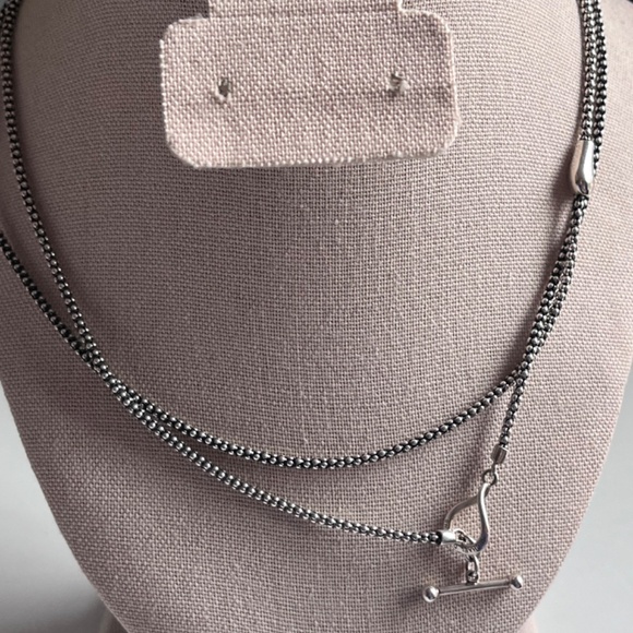 Vintage Michael Dawkins toggle sterling silver 36" necklace, caviar and oblong - Picture 4 of 16